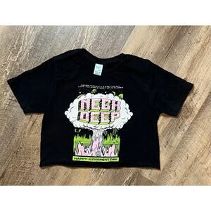 NECK DEEP HAPPY JUDGEMENT DAY BAND CROPPED T-SHIRT POP PUNK ALTERNATIVE Y2K SZ S